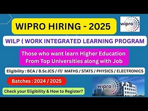 Wipro WILP 2025 | Work & Study Opportunity for BCA & BSc | Salary, Eligibility & Registration!