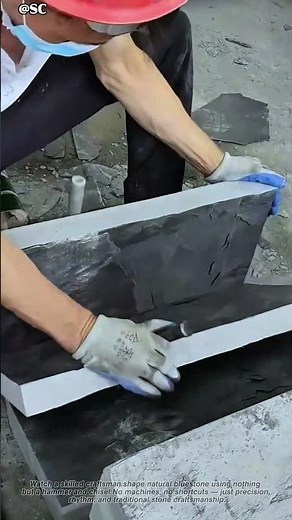 Hand-Cutting Natural Bluestone with Hammer & Chisel 🔨 Pure Stone Craft