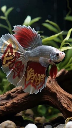 beautiful Betta fish with Avengers logo #bettafish