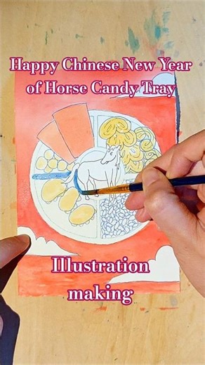 Draw with me! Happy Lunar New Year of Horse | Candy Tray | Chinese New Year #art #illustration