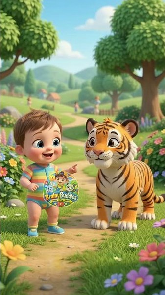 🦁🐘 Learn 6 Animal Names with Cute Baby | Lion & Elephant | BrainyBuddies 🐱🎵