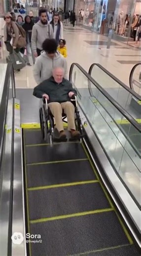 Mall Escalator Wheelchair Accident Prevented by a Miraculous Landing