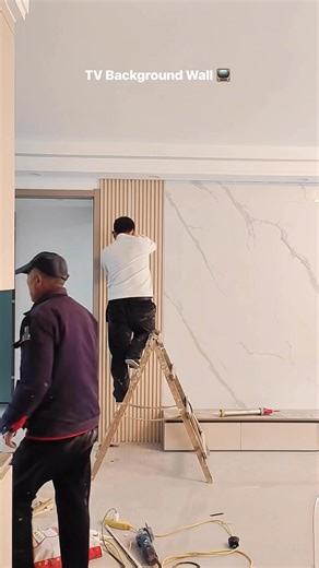 Simple and neat TV background wall that would last years ahead 📺💫💡✨🤞🏻 What do you think 🤔? • • #TVBackgroundWall #tvwalldesign #LivingRoomDecoration | Tiffany Design Studio