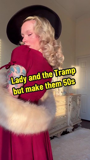 Disney Characters but make them ✨1950’s ✨ Lady & The Tramp Edition 🐩 What other Disney character would you like to see and what era?? Going full glam with this Lady 1950s look! I think you’ll definitely be seeing more vintage inspired looks on my page from here on out 🤭 🐩 Outfit details 🐩 🐩 First Dress ( ad Pr) Hearts and Found 🐩 Blue cardigan (ad pr) Unique Vintage @Unique Vintage 🐩 Red Lipstick and compact by Besame Cosmetics @Bésame Cosmetics 🐩 Red earring and Red claddagh Ring (ad pr