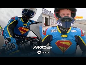 A flying lap of Silverstone with Neil Hodgson dressed as Superman 💨 | British Grand Prix MotoGP