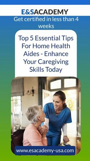 🏠💖 Empowering our Home Health Aides: Dive into our top 5 essential tips designed to enhance care and compassion in every home visit. Whether you're a seasoned professional or just starting your journey, these insights are a must-read. Let's make every moment count for those we serve. For more information, visit our website at www.esacademy-usa.com or call us at 1 844-372-2233! #esacademy #medicalclinical #medicalassistant #healthcareprogram #multicultural #onlineeducation#HomeHealthCare #careg