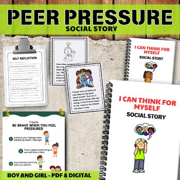 Peer Pressure Social Story Say No to a friend - Poster & Reflection Sheet Autism