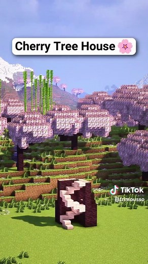 Minecraft Survival Cherry Tree House 🌸🏠 3D Build Guide now on Heybuilds.com Link in bio 🔗 #minecraft #miencrafttutorial #minecraftbuilding