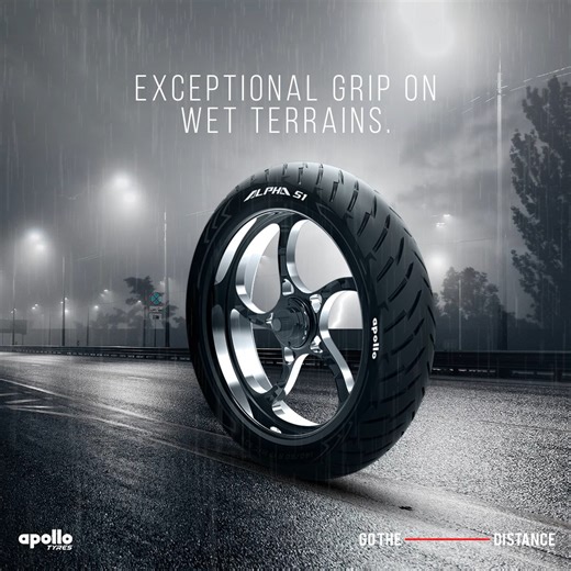 Enjoy unmatched stability and steering control on wet terrains with the Apollo Alpha S1. #GoTheDistance Click here to know more: https://bit.ly/3Nv9U9L #Biking #BikersRide #RidewithAlpha #ThrillingRides #Alpha #ApolloTyres #AlphaS1 | Apollo Tyres