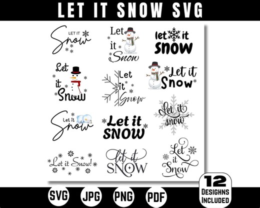 Let It Snow Svg Png, Winter Snowflake, Sublimation Design for Shirts, Snowman Svg Png, Winter Svg Png, Instant Download, Editable Template - Etsy