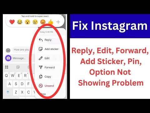 Instagram Reply Edit Forward Add Sticker Pin Option Not Showing | Instagram Reply Option Not Showing