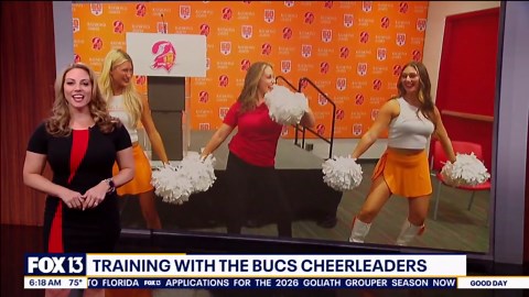 Training with the Bucs cheerleaders