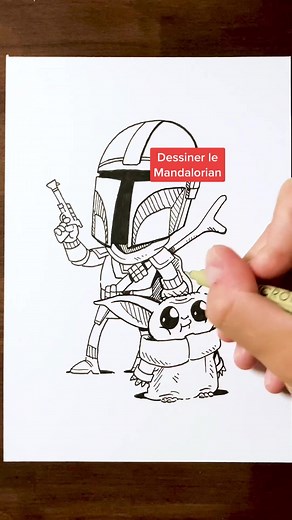 Répondre à @super_leon27 #mandalorian #bebeyoda #grogu #dessin #tiktokart