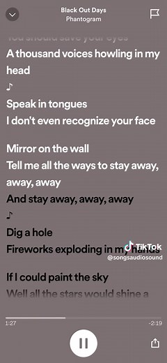 Tell me all the ways to stay away… #songs #fyp #music #foryou #xyzbca #sound #followformore #blackoutdays #phantogram #phantogramblackoutdays #away #tellmeallthewaystostayaway @pink 🎀