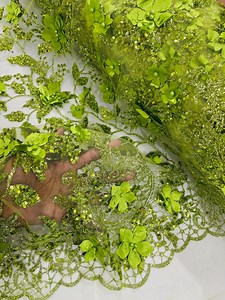 Lime Green 3D Flower Sequin Fabric, Glitter Floral Mesh, Wedding Dress - Etsy