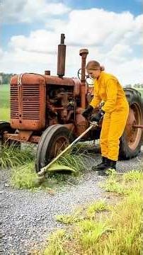 Abandoned Rusty Tractor with a Flat Tire — Satisfying ASMR Restoration