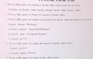 1. Write a SQL query for creating a faculty table where fields ... | Filo