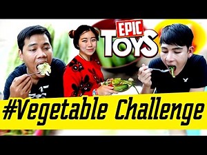 Accepting the vegetable-eating challenge from Bie the Ska - Epic Toys.