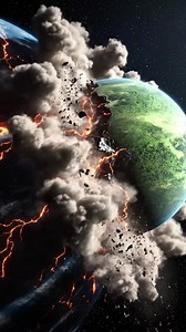 An enormous emerald planet drifts silently through space before slowly colliding with Earth — not in an explosion, but a surreal, rolling impact that sends clouds of dust and light spiraling across the planet’s surface. Captured in hyper-realistic cinematic detail, this breathtaking scene feels both calm and catastrophic. 🌍💚 Made with AI #earthimpacts #aiart #cinematic #spacecollision #madebyai | Earth Impacts