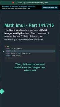 💻 Math Imul Method - Part 141/715 | Tech Interview Must-Know #shorts #javascript