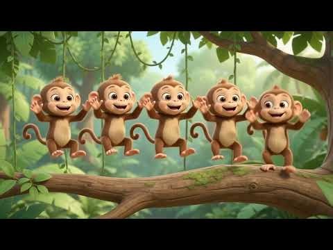 Five Funny Monkeys In The Tree | Five Little Monkeys | Counting Song For Kids | Nursery Rhymes