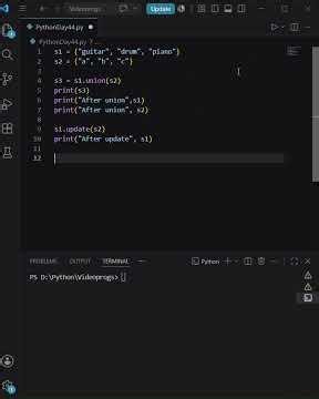 ⭐Stop Confusing union() and update() in Python Sets! #coding #programming #learning #tech #shorts