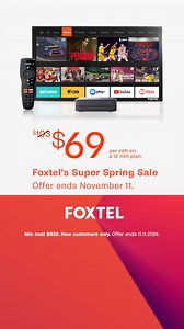 Foxtel’s Super Spring Sale, on now! Get over 50 sports live, world class dramas, the best Lifestyle shows, Foxtel Originals and the latest entertainment – all in one place. Offer ends 11.11.2024. | Foxtel