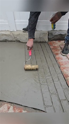 How to turn fresh concrete into a brick floor