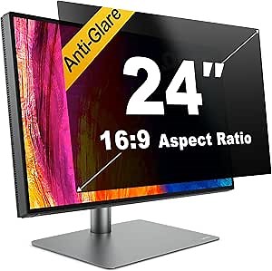 Computer Privacy Screen 24 Inch 16:9, 2-Pack - Enhanced Anti-Glare & Blue Light Filter for Comprehensive Eye Care