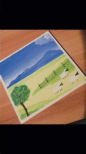 Beautiful Landscape Painting with Sheep #art #painting #shorts #viralart #learntodraw #howtopaint