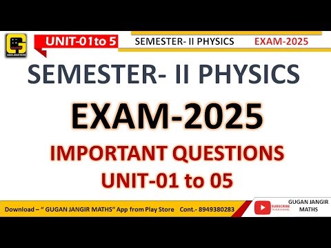 BSc SEMESTER-2 | PHYSICS | IMPORTANT QUESTIONS | EXAM-2025