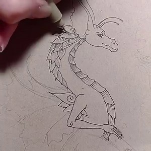 More dragon drawing-inking some scales. | Amy Brown Fantasy Art Inc.