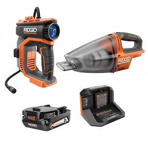 RIDGID 18V Cordless Digital Inflator Kit with Cordless Hand Held Vacuum, 2.0 Ah Battery, and Charger R87044KN-R8609021B - The Home Depot