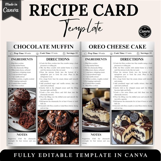 Printable Recipe Page, Fillable Blank Recipe Form, Stylish Recipe Page, Cooking Template, Editable Recipe Page, Digital Download - Etsy Australia