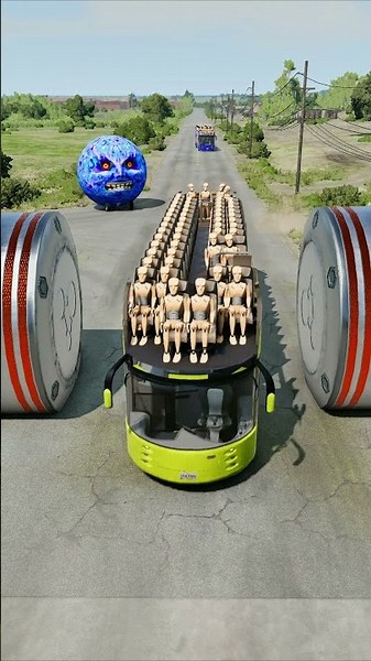 Car & Capsule Buses vs Hydraulic Crush - BeamNG.Drive