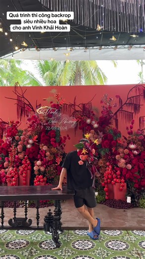 Elegant Wedding Backdrop Decoration with Abundance of Flowers