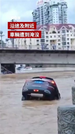 中國暴雨引發洪水汽車被沖走－ BBC News 中文 #中國