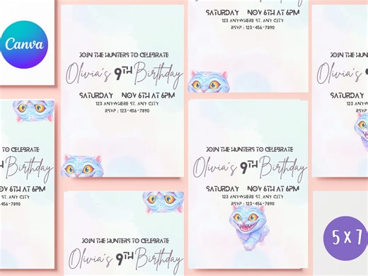 KPOP Demon Hunters Invitation Cat, Customizable Birthday Invite, Kids Party, Music Lover, Digital PDF - Etsy