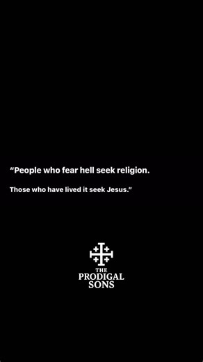 The Prodigal Sons on Instagram: "✝️A CHECKLIST CANNOT SAVE YOU. A PERSON CAN.✝️ There is a massive difference between trying to be “religious” and actually knowing the Lord. “People who fear hell seek religion. Those who have lived it seek Jesus.” Religion is often just fire insurance. It is a transaction where men follow rules to avoid punishment. It is safe, and it is impersonal. But when you have actually tasted hell on earth—when you have lived through the addiction, the suicide attempts, th