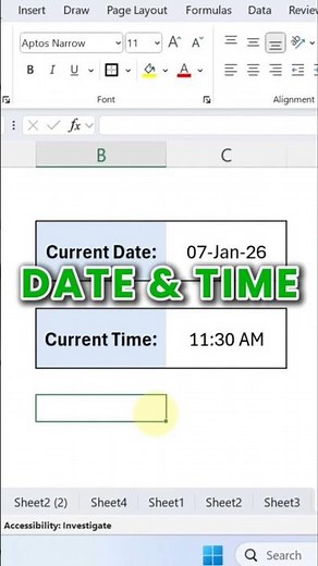 Excel Date & Time Shortcut #spreadsheetmagic
