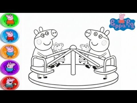 Peppa Pig Merry Go Round Easy Drawing Painting And Colouring Step By Step For Kids And Toddlers