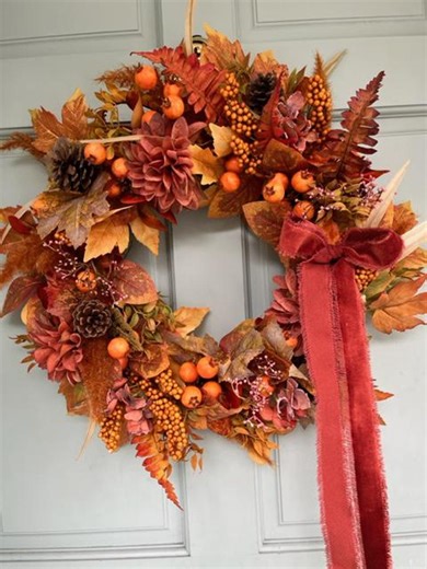 Fall Wreath With Berries, Pinecones and Fall Foliage. Front Door Wreath. Hostess or Housewarming Gift. - Etsy