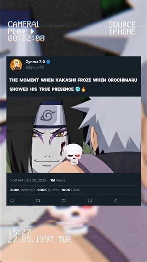 The moment when kakashi froze when Orochimaru showed his true presence 🥶🔥 #viralshort