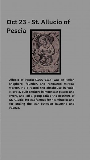 Oct 23 - St. Allucio of Pescia #shorts #catholicchurchsaints #catholicsaint #saintsoftheday #saint