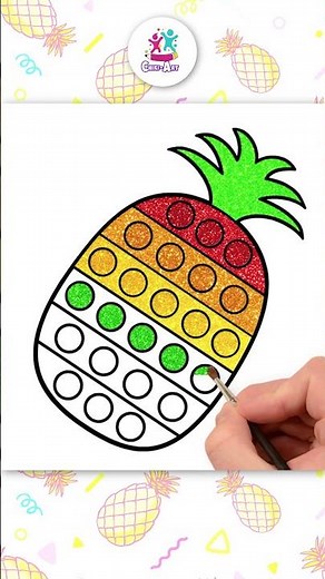 Easy Pop It Pineapple Drawing & Coloring 🍍 #shorts #artforkids