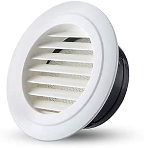 Air Vent Louver 6 inch, Round ABS Soffit Vents Exhaust Air Grill Ceiling Vent Cover with Built-in Mesh Screen for Bathroom Kitchen Office Ventilation (6inch)