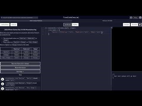 FreeCodeCamp - Daily Challenge -Python-2026 Winter Games Day 14: Ski Mountaneer - February 19, 2026