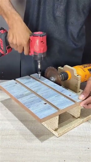 Custom-built cutting jig combines drill drive and rotary blade precision #popular #wood #contruction