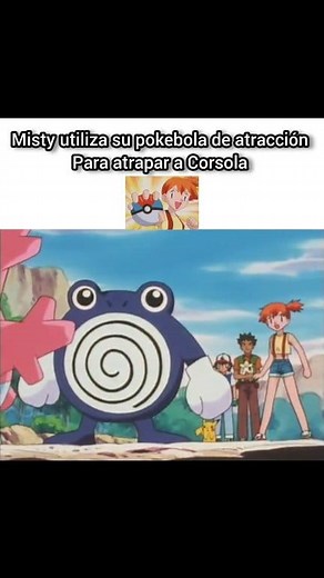 Misty por fin cumple su sueño de atrapar un Corsola #pokemon #anime #videogames #reelsvideoシ | Trainer Red