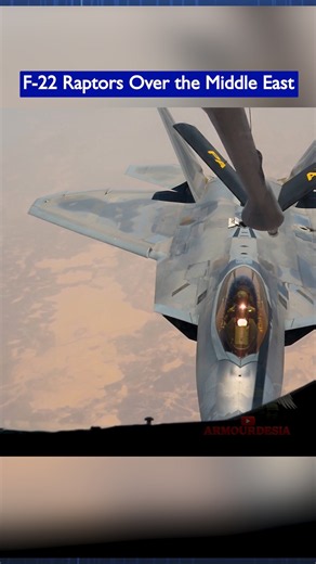 F-22 Raptor Mid-Air Refueling During Middle East Mission